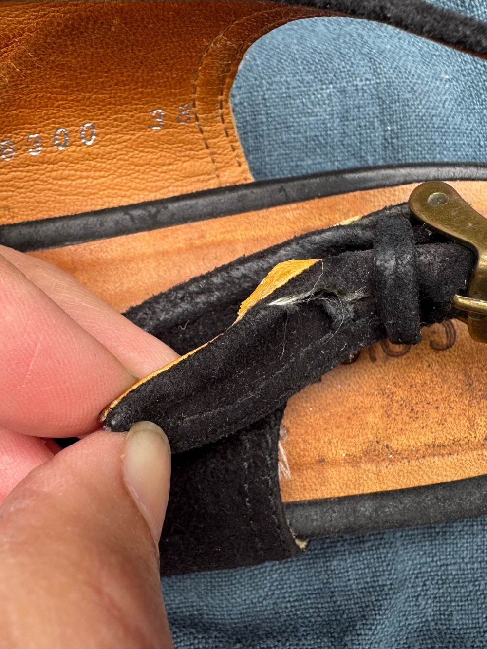 COCLICO Black Suede Slingback Mules with Gold Buckle Accent - fair condition - Picture 9 of 9